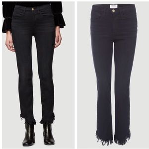 •Frame• Le High Straight Shredded Raw Hem Jeans